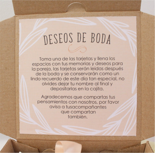 100 Tarjetas tipo Libro de Firmas para Bodas