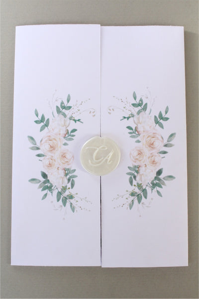 Invitación para Boda con Sobre Albanene y Nombres en Foil Mod. Rose