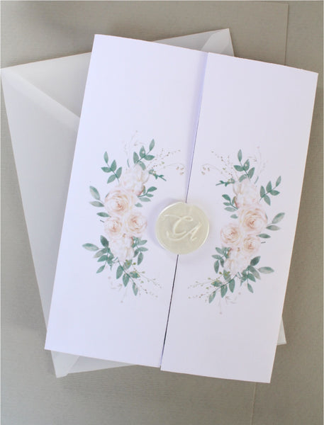 Invitación para Boda con Sobre Albanene y Nombres en Foil Mod. Rose