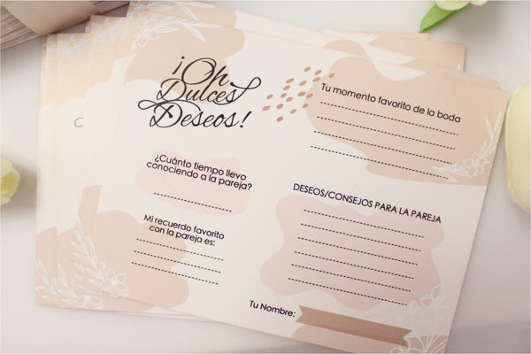 100 Tarjetas tipo Libro de Firmas para Bodas