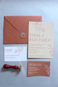 Invitación Boda Moderna Boho Mod. Terracota