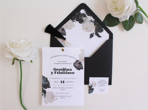 Invitación para Boda Blanco y Negro 