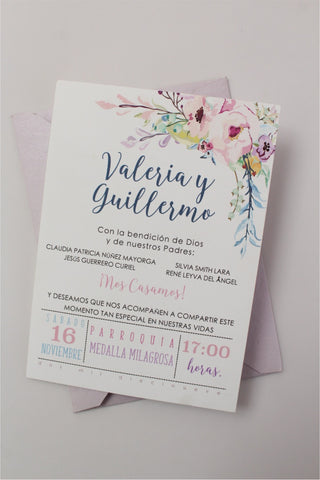 Invitación Floral Color Lila