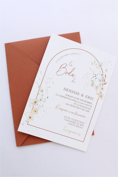 Invitación de Boda en Color Terracota Arco