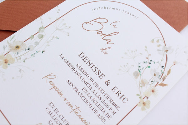 Invitación de Boda en Color Terracota Arco