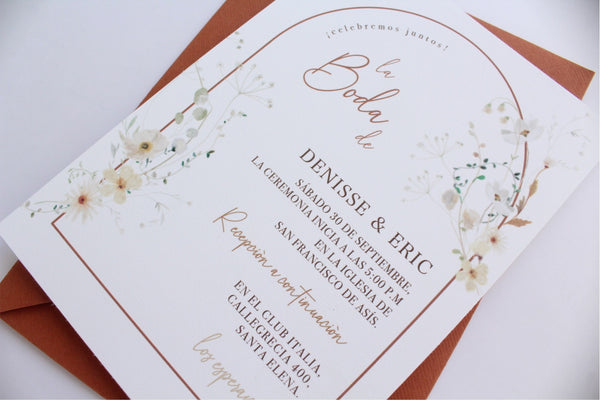 Invitación de Boda en Color Terracota Arco