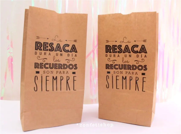 50 Bolsas de Papel Kraft Fuelle Recuerdo de Boda Kit Anti Resaca