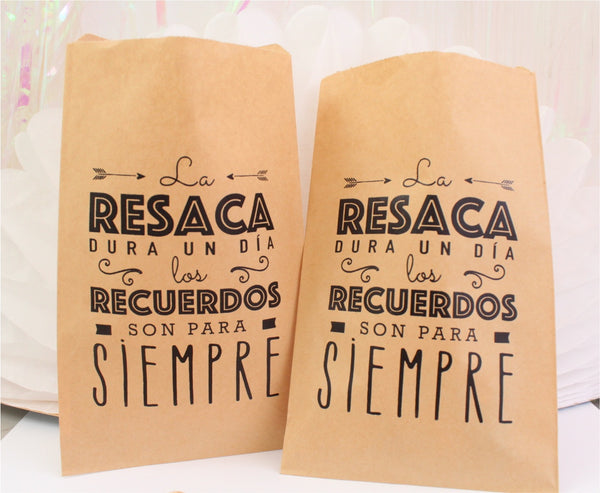 50 Bolsas de Papel para Armar Kit Anti Cruda Resaca Recuerdo de Bodas Ch