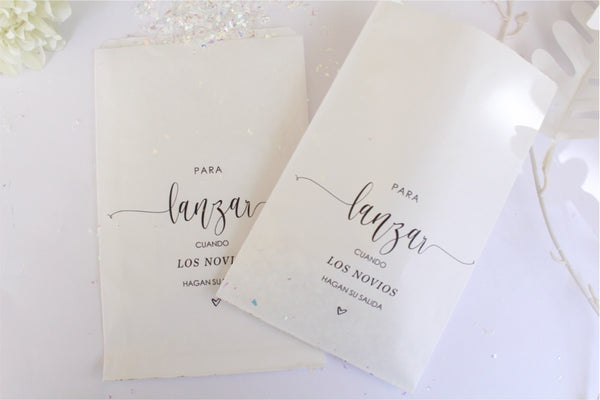 50 Bolsas de Papel para llenar con Confeti Pétalos Arroz para Lanzar a Novios