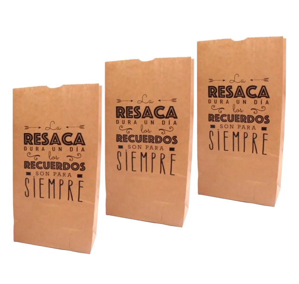 50 Bolsas de Papel Kraft Fuelle Recuerdo de Boda Kit Anti Resaca