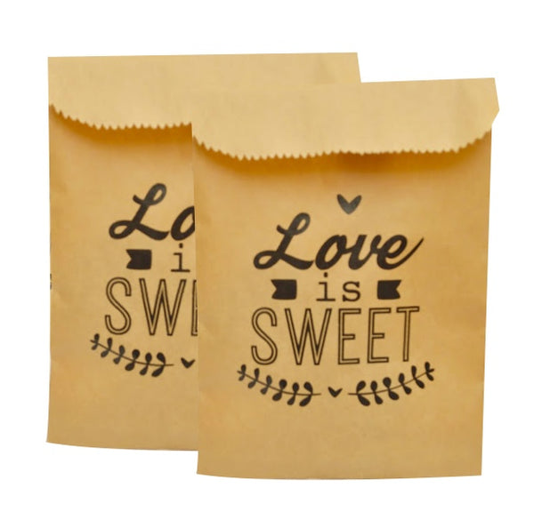 Bolsas de Papel Kraft con Diseño Love is Sweet Bodas