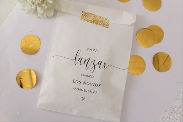 50 Bolsas de Papel para llenar con Confeti Pétalos Arroz para Lanzar a Novios