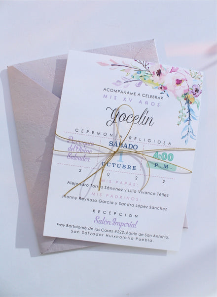 Invitación Floral Lila 